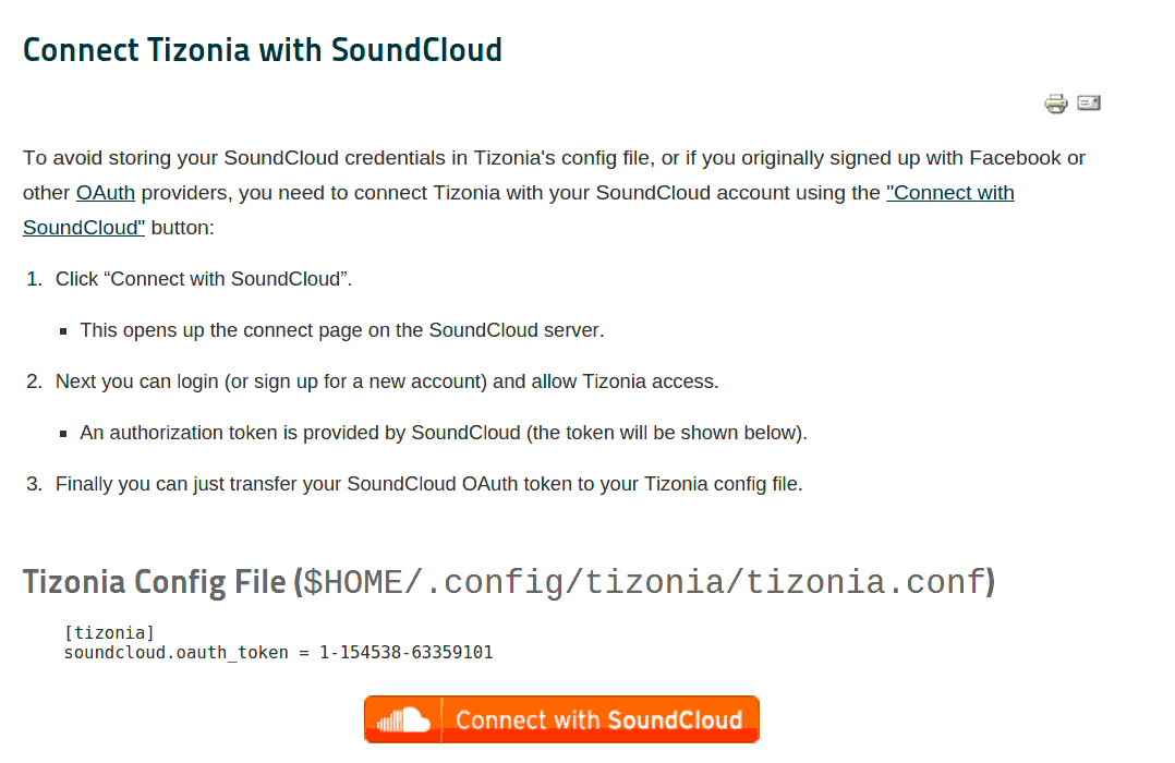 Tizonia - Connect with SoundCloud